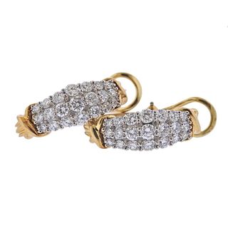 Vintage Tiffany & Co Diamond Platinum Gold Half Hoop Earrings