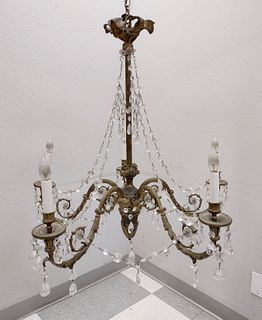 Classical Style Gilt Bronze 5-Light Chandelier.