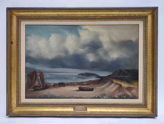 A. Scheffer Oil on Canvas, Coastal Scene.
