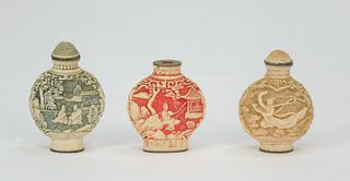 (3) Chinese Carved Snuff Bottles.