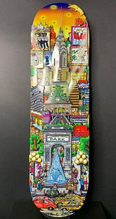 Charles Fazzino 3D limited edition print on authentic skateboard deck "MISTY MEMORIES OF MANHATTAN SKATEBOARD DECK"