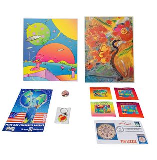 PETER MAX Collection of Various Prints stamps and key chains 