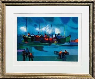 Marcel Mouly Lithograph on paper "Port"
