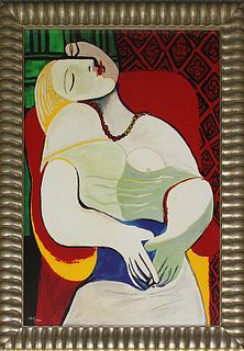 A Limited Edition The Dream  Pablo Picasso on canvas Collection Domaine after Picasso