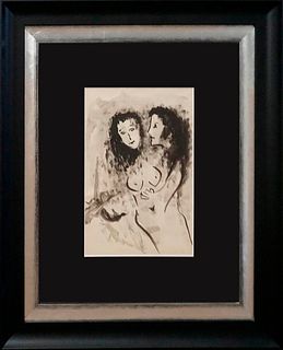 A Original pen and ink in the style of Marc Chagall