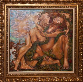 Mixed media original  on canvas by Arina  Adam and Eve
