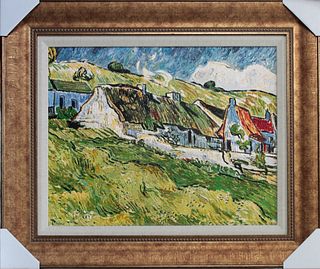 Vincent Van Gogh  Hand embellished canvas landscape after Van Gogh