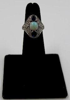 JEWELRY. Edwardian Opal, Sapphire, Diamond, and