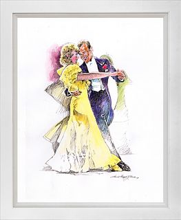 Fred Astair and Ginger Rogers Mixed Media Original on paper by David Lloyd Glover