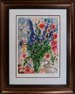 Marc Chagall- Limited Edition Lithograph Lupins Bleu after Chagall