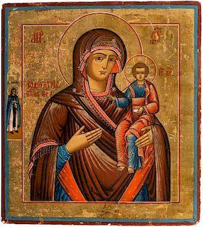 A RUSSIAN ICON OF THE MOTHER OF GOD HODEGETRIA, CIRCA 1870