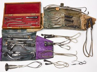 Three 19th C. Obstetrical Sets.