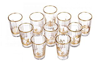 A SET OF TEN CORDIAL GLASSES, AFTER POTEMKIN GLASS FACTORY