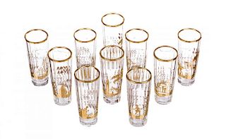 A SET OF TEN CORDIAL GLASSES, AFTER POTEMKIN GLASS FACTORY
