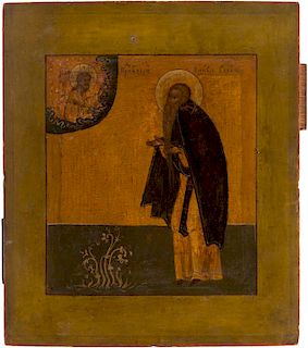 A RUSSIAN ICON OF SAINT BISHOY (PAISIY), 16TH CENTURY