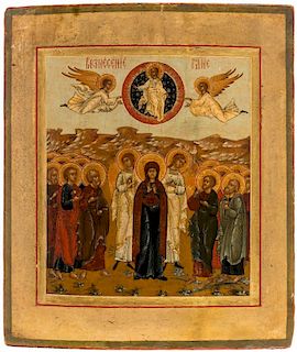 A RUSSIAN ICON OF THE ASCENSION OF CHRIST, MOSCOW SCHOOL, 17TH CENTURY