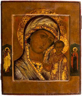 A RUSSIAN ICON OF THE KAZANSKAYA MOTHER OF GOD, 19TH CENTURY