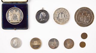 Silver Medals Great Britain & Token, Half Penny