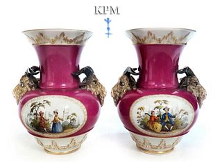 Pair Of Figural Berlin KPM Vases