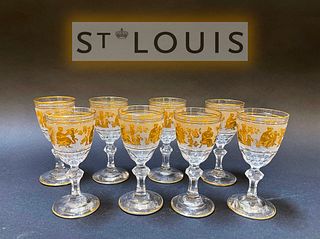 A Set Of Eight 19th C. French Saint Louis Wine Glasses