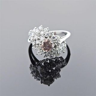 GIA 0.55ct Fancy Pink Diamond Cluster Ring