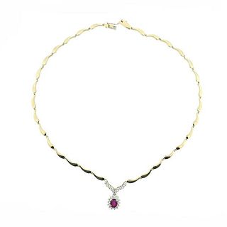 18k Gold Diamond Ruby Necklace