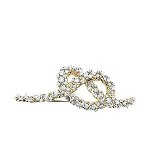 Oscar Heyman 18k Gold Platinum Diamond Knot Brooch Pin