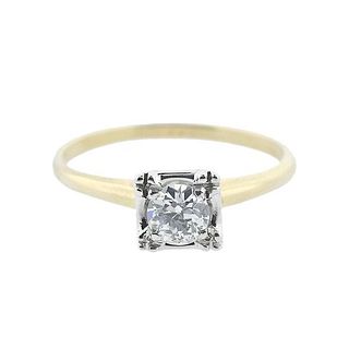 14k Gold Old European  Diamond Engagement Ring