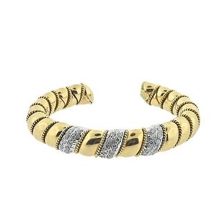 Sabbadini Italian 18k Gold Diamond Cuff Bracelet