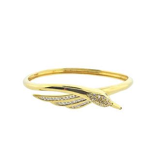22k Gold Diamond Swan Bangle Bracelet