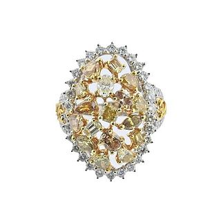 18k Gold Fancy Diamond Cocktail Ring