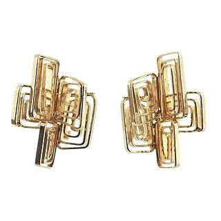 1970s Modernist 18k Gold Geometric Earrings