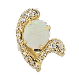 18k Gold Diamond Opal Cocktail Ring