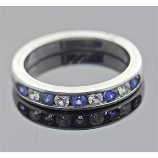 Tiffany &amp; Co Platinum Sapphire Diamond Band Ring