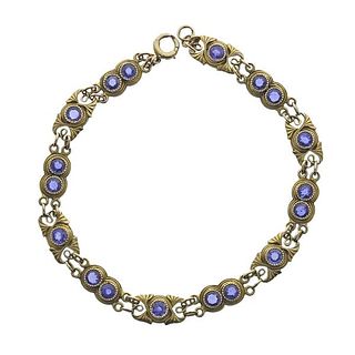 Art Nouveau 14k Gold Sapphire Bracelet