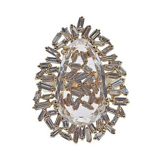 18k Gold Diamond Crystal Cocktail Ring