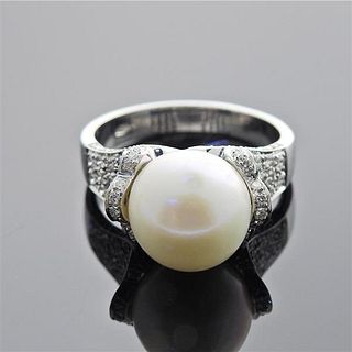 18k Gold South Sea Pearl Diamond Cocktail Ring