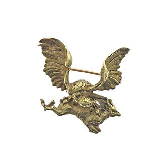 Antique 18k Gold Eagle Brooch Pin