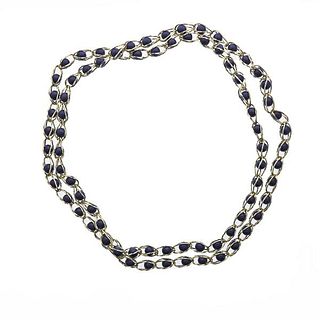 14k Gold Lapis Bead Chain Necklace