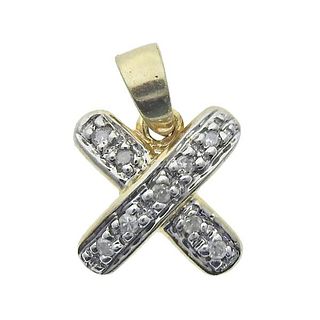 14k Gold Diamond X Small Pendant