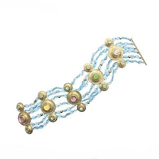 18k Gold Multicolor Gemstone Bracelet