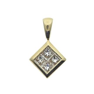 14k Gold Diamond Small Square Pendant