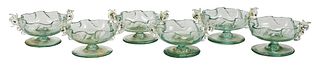 Set of Six Small Murano Glass Dolphin Footed Bowls