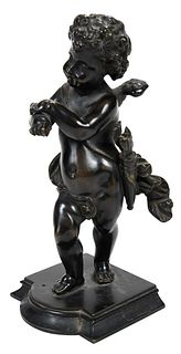 Continental Bronze Cupid on Tiered Stand