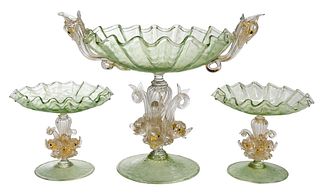 Three Murano Glass Dolphin Table Objects