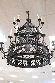 Iron Two-Tier 24 Light Chandelier
