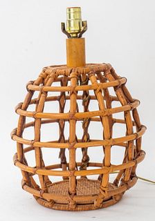 Vintage Rattan Cage Form Lamp