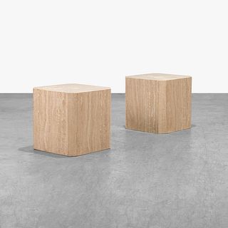 Travertine Pedestal Tables