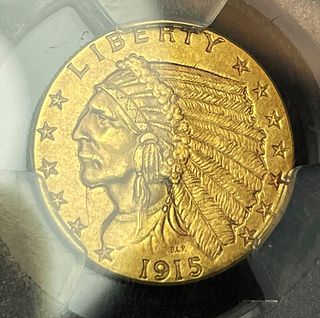 1915 Gold $2.50 Indian Head PCGS MS62