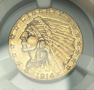 1914-D Gold $2.50 Indian Head NGC MS62